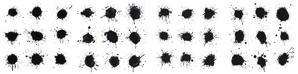 Detailed ink splats on a transparent background