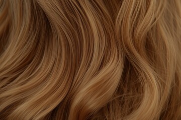 Fototapeta premium Close-up of light brown, wavy, healthy hair with highlights. Use for hair product ads or beauty salon promotions online.
