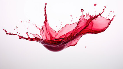 A striking splash of red liquid rises dramatically against a plain background, showcasing dynamic movement and vibrant color. The droplets scatter in an artistic manner, creating captivating shapes