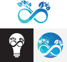 Infinity leaf vector illustration logo template design.