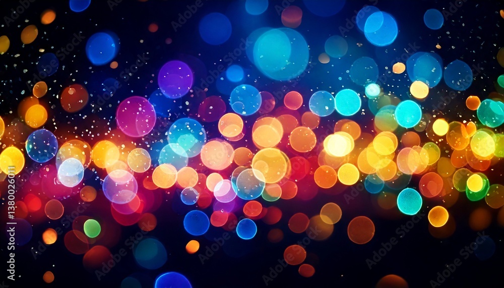 Wall mural abstract colorful bokeh lights on a dark background