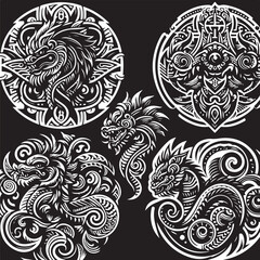 Luxury Ornamental Tattoos Vintage Vector Bundle | Baroque, Royal Frames & Floral Designs
