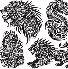 Luxury Ornamental Tattoos Vintage Vector Bundle | Baroque, Royal Frames & Floral Designs
