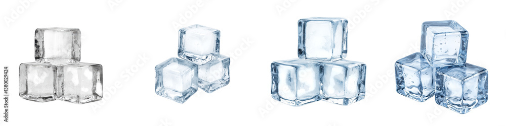 Poster a collection of transparent frozen water cubes in various sizes and arrangements