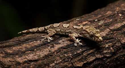 The Enigmatic Leaf-Tailed Gecko Camouflaged on a Tree Trunk