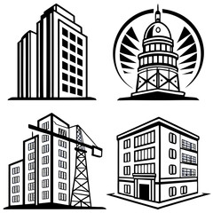 Fototapeta premium building-icon-vector-set--apartment-illustration