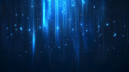 Dark Blue Starry Night Sky Background with Glowing Bokeh Starlight