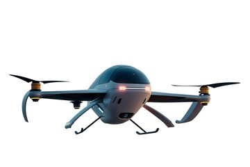 Electric AI-Driven VTOL Aircraft with Sleek Aerodynamic Shape, White Background

