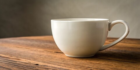 Fototapeta premium White Traditional Cup Resting on Table with Clean Background - Timeless Elegance