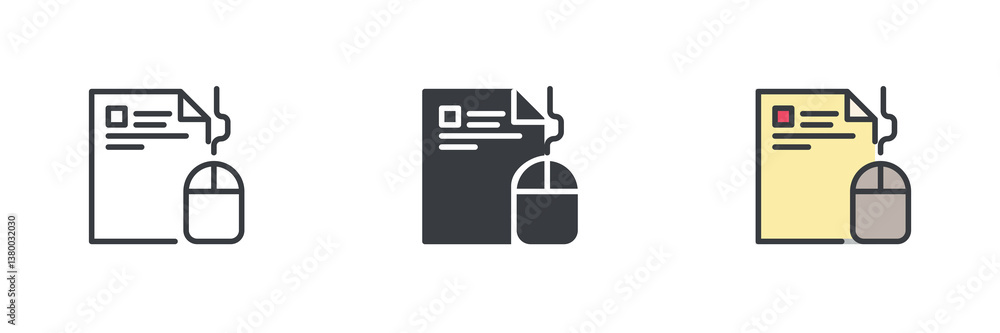 Poster Document with a computer mouse different style icon set