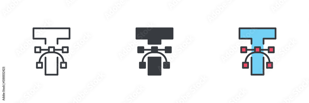 Poster Text tool or font creation tool graphic different style icon set
