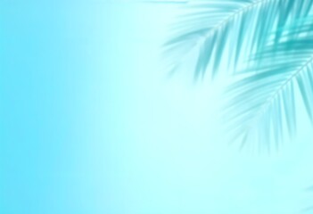 Generative AI tropical background with palm leaf shadow in azure