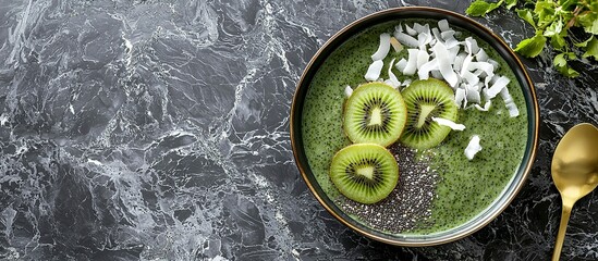 A Healthy Breakfast Bowl Adorned With Fresh Kiwi and Coconut Flakes