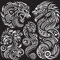 Luxury Ornamental Tattoos Vintage Vector Bundle | Baroque, Royal Frames & Floral Designs