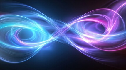 Fototapeta premium Dark abstract background with neon lines, glow. Abstract blue red purple tech glowing neon lines background. Laser show iridescent banner graphic design.