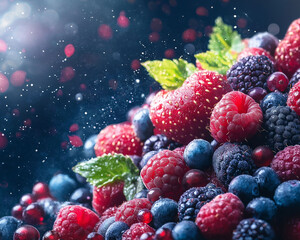 Flavonoids antioxidant. Inflammation bioactive. Cell metabolism. Protection benefit. Flavonoid-rich berries emitting radiant energy in a vibrant design.