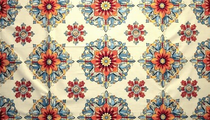 Intricate floral damask pattern in muted tones, vintage, seamless