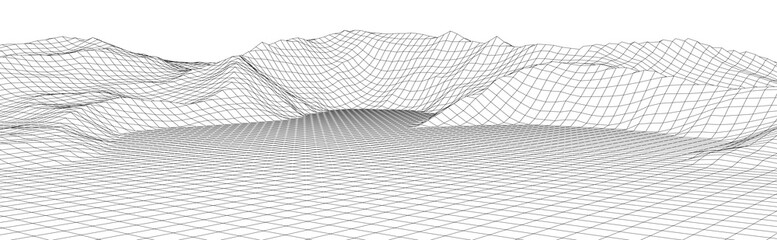 3d Landscape. Abstract wireframe structure. Technology topographic background. Vector illustration © Iryna