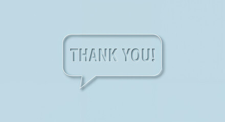 Fototapeta premium Thank you sign in bold letters on light blue background for gratitude communication