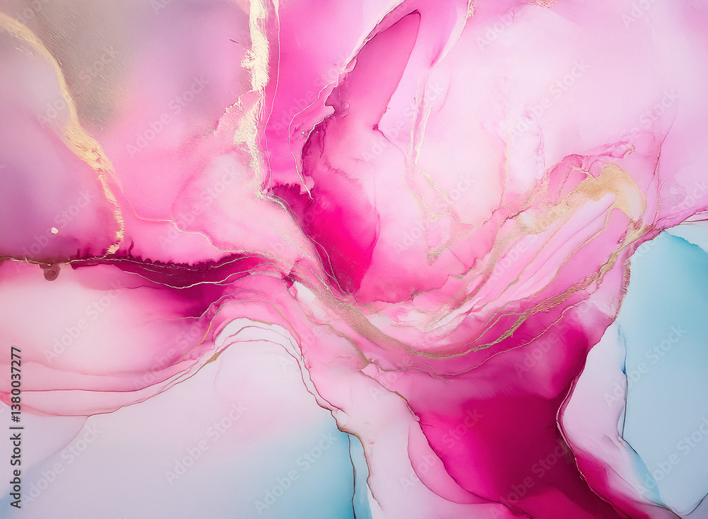 Poster Hints: The image depicts an abstract, flowing artwork with vibrant colors. Focus on the color palette and fluidity.

An abstract artwork with a vibrant, flowing design in pinks, teals, and hints of go