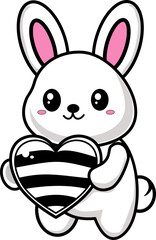 cute bunny holding heart cartoon
