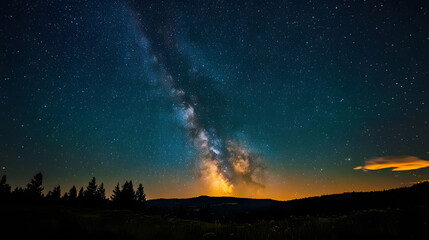 Naklejka premium sunset, sky, mountain, sun, landscape, clouds, nature, night, sunrise, mountains, cloud, evening, light, blue, star, red, beautiful, dusk, orange, stars, dark, morning, abstract, space, horizon