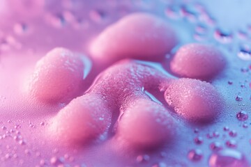 Fototapeta premium Close-up of a cute soap paw print on a glossy surface showcasing vibrant lighting and a clean modern aesthetic