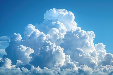 A bright daytime view featuring puffy clouds in a clear blue sky