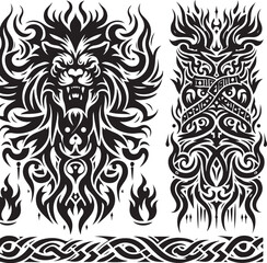 Luxury Ornamental Tattoos Vintage Vector Bundle | Baroque, Royal Frames & Floral Designs