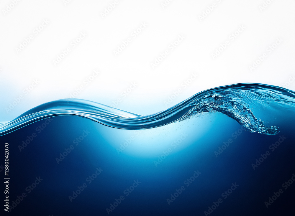 Poster calm blue water surface with a gentle wave. the clear liquid reflects light, creating a serene and r