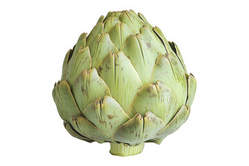 Obraz premium Single fresh green artichoke with detailed texture isolated on white transparent background. Concept of healthy eating, organic food, and vegetarian diet