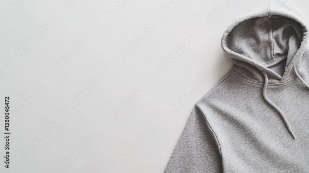 Poster set of gray hoodies presented in flat lay format revealing both front and back views, ideal for appa