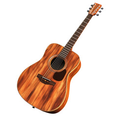 Obraz premium Wooden Acoustic Guitar on transparent background