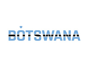 I love Botswana, I love Botswana typographic design with flag typography and heart on white background, Vector design of I love Botswana, Botswana National Day Design
