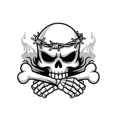Skeleton with cross bone hand and s vector design
