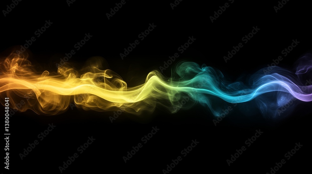 Poster Swirls of colorful smoke create mesmerizing patterns and gradients, showcasing vibrant neon colors against a dark backdrop, inviting creative expression