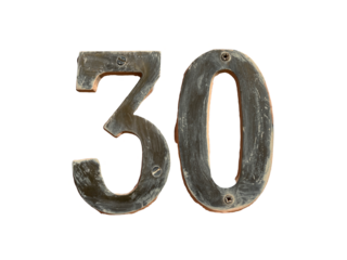 Metallic Number 30 Sign