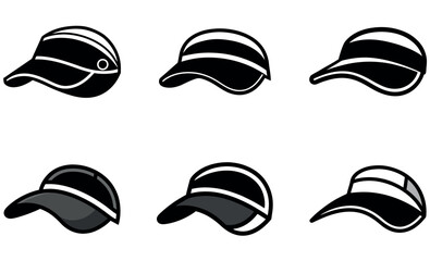 Black and White Caps Collection - Various Styles of Visor Hats