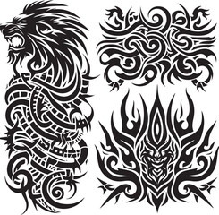 Luxury Ornamental Tattoos Vintage Vector Bundle | Baroque, Royal Frames & Floral Designs