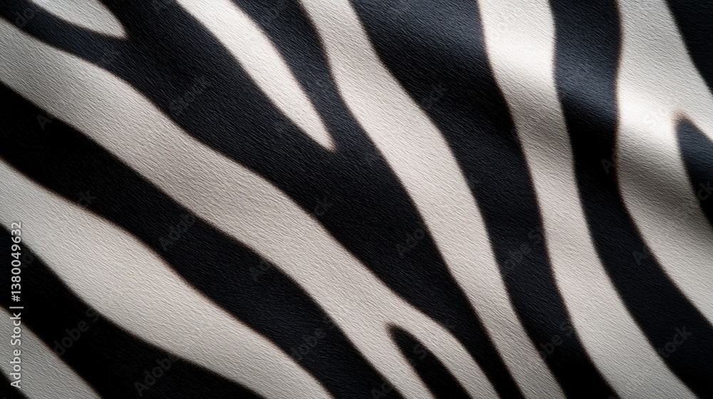 Leinwandbilder Zebra skin pattern showcases striking black and white stripes in high resolution, complemented by ample copy space on the left for design versatility