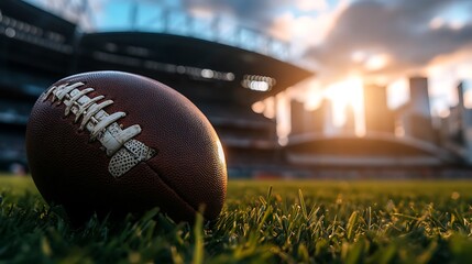 Sunset Stadium American Football on the Field.