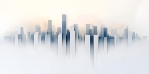 Fototapeta premium A city skyline is shown in a foggy haze