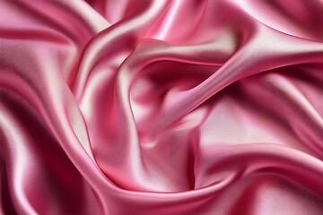 Obraz premium Pink silk satin. Shiny fabric surface. Wavy folds. Beautiful background with space for design.