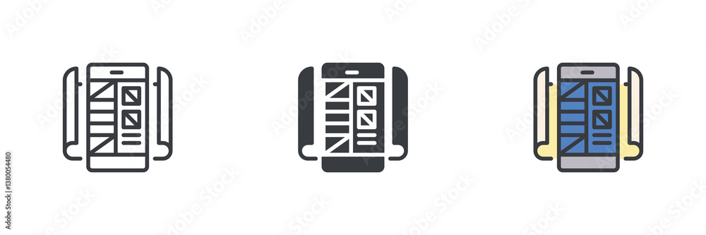 Poster Smartphone with a layout design different style icon set