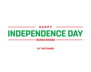 Happy Guinea Bissau Independence Day on a white background, Vector design of Independence Day of Guinea Bissau, Typographic Design of Guinea Bissau National Day, Flag typography of Guinea Bissau