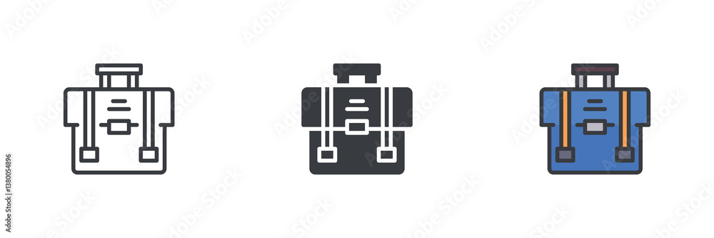 Poster briefcase different style icon set