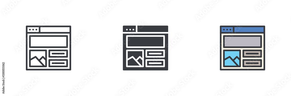 Poster Web page with a basic layout design different style icon set