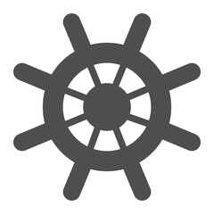 Obraz premium Marine steering wheel solid icon, marine navigation concept. Vector graphics. Ship, vessel rudder sign on white background, glyph style icon for mobile or web design.