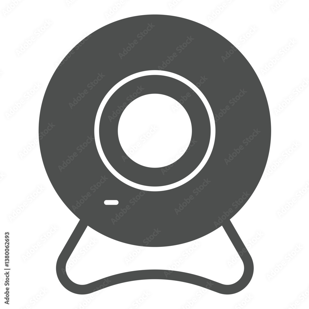 Poster web camera solid icon, remote work concept. vector graphics. video call recording device for online 