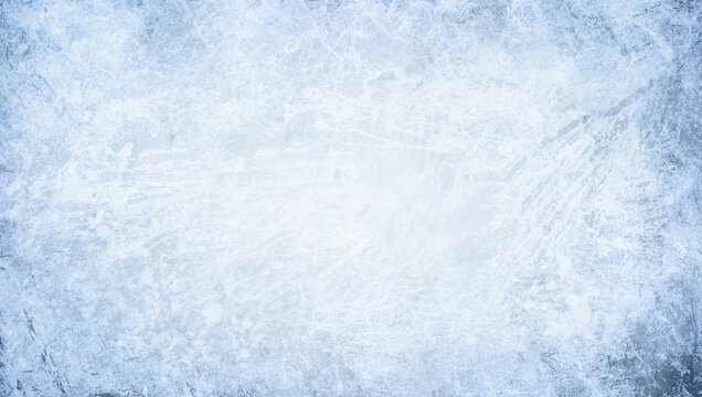 Winter white abstract crushed ice background. Ice cracks, frosty texture. Ice rink scratched surface with realistic texture. Empty light blue background, horizontal hd banner.  - Powered by Adobe